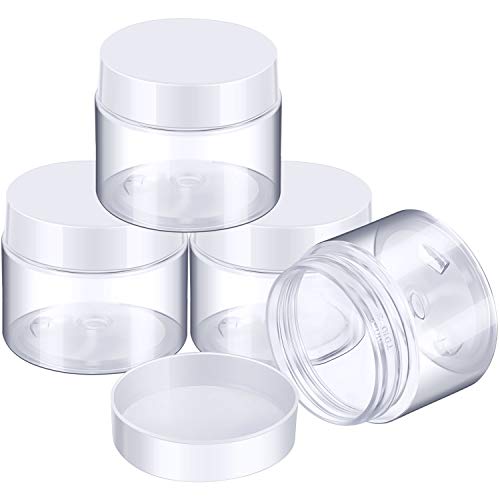 Patelai 4 Pieces Round Wide-mouth Leak Proof Plastic Container Jars with Lids for Travel Storage Makeup Beauty Products Face Creams Oils Salves Ointments DIY Making(2 Ounce,White) - color: White, size: 2 Ounce