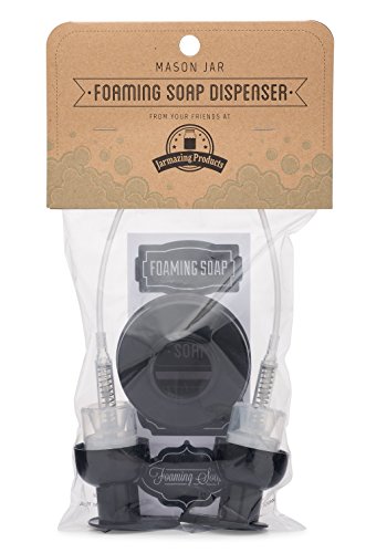 Jarmazing Products Mason Jar Foaming Soap Dispenser Lids - Includes Waterproof Stickers! Black - 2 Pack - color: Black, size: Pack of 2