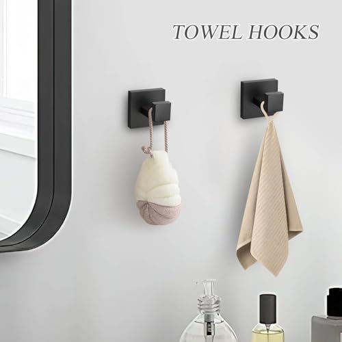 5 Pieces Black Towel Bar Set Bathroom Hardware Accessories Set Upgraded Toilet Paper Holder with Shelf Towel Holder Set for Bathroom Stainless Steel Wall Mounted - color: 5pcs-black