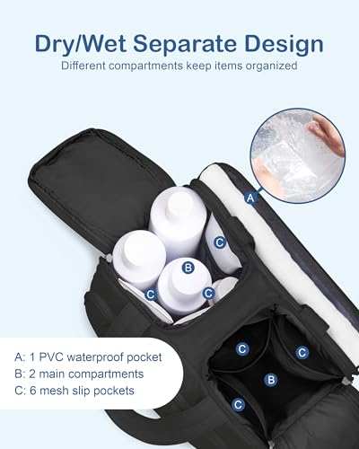 TOPDesign Travel Toiletry Bag for Women, Puffer Large Toiletry Bag, Lightweight Cosmetic Makeup Organizer with Handle for Traveling, Accessories, Essentials, Toiletries (Black) - color: Black