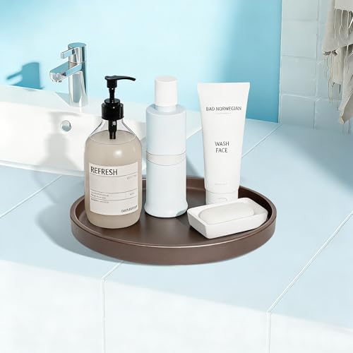 1 Pack 10" Bathroom and Vanity Tray, ABS Bathroom Counter Organizer, Coffee Table Decor for Perfume, Candles, Keys &More. Kitchen Countertop Organizer, Decorative Tray Soap Holder, Brown - color: Brown, size: 10"