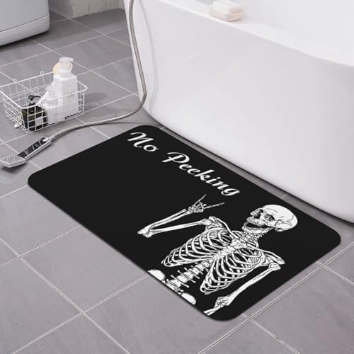 Skull Bath mats Quick Dry Absorbent Bath Rugs Rubber Non Slip Bath Mat for Bathroom Floor Tub Shower Sink 16"×24" - color: Skull, size: 16"x24"