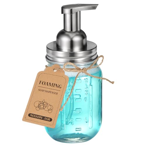 Amolliar Mason Jar Foaming Soap Dispenser, Plastic Soap Pump, Refillable Hand Soap Dispenser for Kitchen, Cute Farmhouse Decor, Dish Soap Dispenser, Bathroom Soap Accessories, Brushed Nickel 1 Pack - color: Brushed Nickel, size: 1 Pack