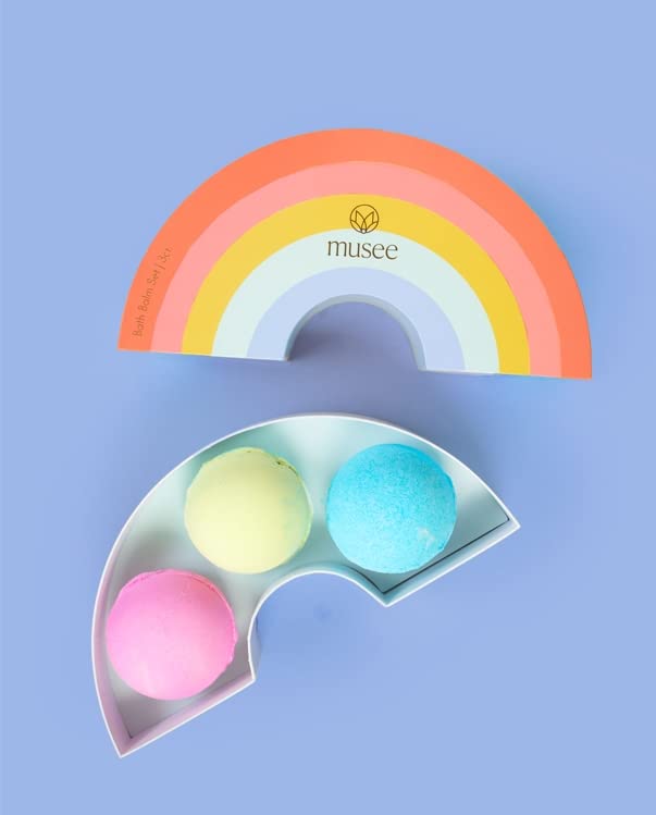 Musee Rainbow Bath Bomb Set | Relaxing Aromatherapy Bath Bombs | Gift Set for Women | Contains 5 Organic Bathbombs | Paraben-Free & Sulfate Free | Handmade in The USA - style: Rainbow