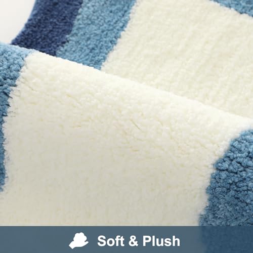 HAOCOO Bathroom Rugs 18x25 inch, Extra Soft Non Slip Blue Irregular Shape Bath Rugs, Microfiber Absorbent Washable Small Rug Bath Mats for Bathroom Floor Door Mat Tub Shower - color: Blue, size: 18x25 inch (Irregular)