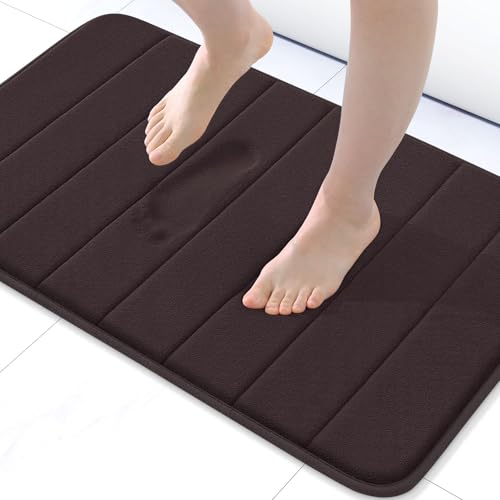 Buganda Memory Foam Bath Mat, 24" x 16", Ultra Soft Bathroom Rugs, Water Absorbent and Machine Washable Bath Rug for Bathroom, Shower, and Tub, Brown - color: Brown, size: 24" X 16"