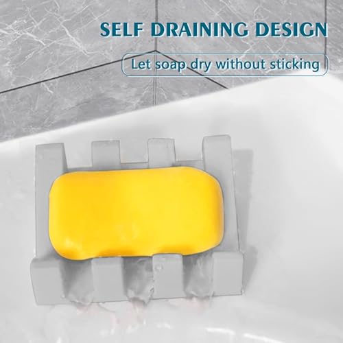 Self Draining Soap Dish Holder,Silicone Soap Dish,for Bathroom,Kitchen, Sponges，Can Extend Soap Life，Keep Soap Bars Dry and Easy Cleaning (Light Grey,4-Pack) - color: Light Grey,4-pack