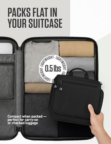 VENTURE 4TH Hanging Travel Toiletry Bag for Women & Men – Large Toiletry Organizer with 18 Compartments, Removable TSA Pouch, Travel Wash Bag for Toiletries, Makeup & Shaving Kit (Black) - color: Black