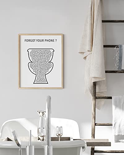 HAUS AND HUES Funny Bathroom Wall Art | Toilet Humor Poster, Beige Framed Guest Bathroom Sign, Funny Decor | 12"x16" - color: Toilet, size: 12"L x 16"W, style: Beige Framed