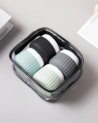 Mrsdry Travel Containers for Toiletries 4 Pack, TSA Approved Travel Size Toiletries, Travel Size Containers, With Clear Bag Leak Proof Silicone Jars, Travel Essentials Creams Jars Carrying Small Items - color: Black Gray, size: 1 oz