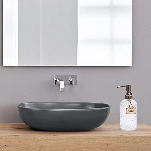 16 oz Diamond Pattern Glass Soap Dispenser, Kitchen and Bathroom Refillable Soap Dispenser with Rust Resistant Stainless Steel Pump for Hand Soap, Lotion Glass Liquid Dispenser (Clear) - color: Clear