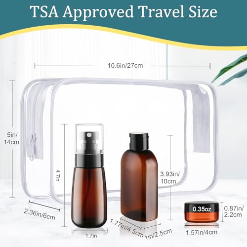 Cosywell Travel Bottles for Toiletries 10PCS TSA Approved Shampoo and Conditioner Bottles Leakproof Plastic Spray Bottle Refillable Travel Containers for Cream Lotion Rose Water - color: C-Amber