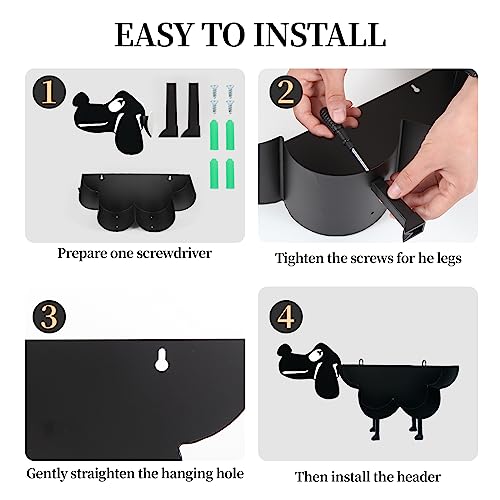 Dog Decorative Toilet Paper Holder Shelf, Cute Funny Tissue Iron Storage Stand Rack Iron Roll Paper Storage Bathroom Kitchen Accessories (Black Dog)