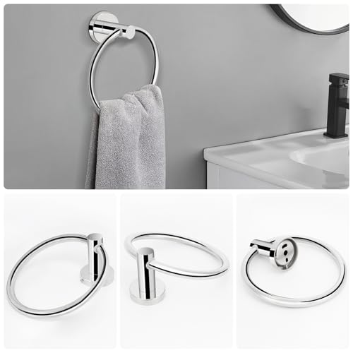 NearMoon 5 Pieces Bathroom Hardware Set SUS304 Thicken Stainless Steel-Towel Rack Kit Include 24" Towel Rod + Bath Towel Ring + Toilet Paper Holder + Robe Towel Hooks Bath Accessories (Chrome Finish) - color: Chrome Finish