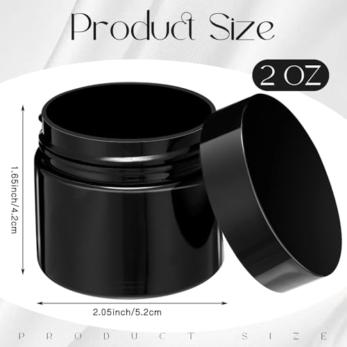 Patelai 4 Pieces Round Wide-mouth Leak Proof Plastic Container Jars with Lids for Travel Storage Makeup Beauty Products Face Creams Oils Salves Ointments DIY Making(2 Ounce,Pure Black) - color: Pure Black, size: 2 Ounce