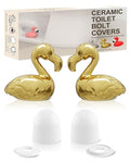Ceramic Flamingo Toilet Bolt Covers Decorative, Gold Bathroom Decor, 2 Pack | Bolt Hole 1.18'', Covers Ugly Toilet Bolts, Bathroom Screw Covers, Gifts for Women - style: Gold Flamingo