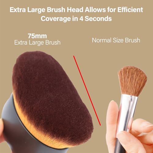 Extra Large Body Makeup Brush For Self Tanner, Leg Makeup &Bronzer Blend,75 mm Wide-headed Kabuki Brush Provides More Even &Pretty Application, Oval Face&Back Makeup Brush, Wet&Dry Use- Black - color: Black