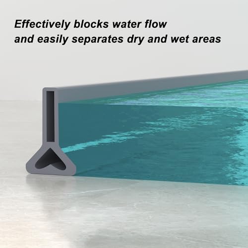 Water Dam for Sink Shower Tub Threshold Water Barrier Collapsible Water Stopper Barrier Water-Blocking Splash Guard Suitable (Heart - 1.18'' H - Gray, 78 Inch) - color: Heart - 1.18'' H - Gray, style: 78 Inch