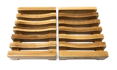 Bamboo Soap Dish, 2pc Rectangular, Light Brown, 3.4 x 4.5 inches, 0.14 pounds, Bathtub