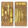 Manicure Set, Stainless Steel Nail Clipper Set with Travel Case | 12-Piece Set with Thicker Steel, Precision-ground Cutting Edges, and Smooth-finished Tools for Clean, Precise Trimming. - color: Gold