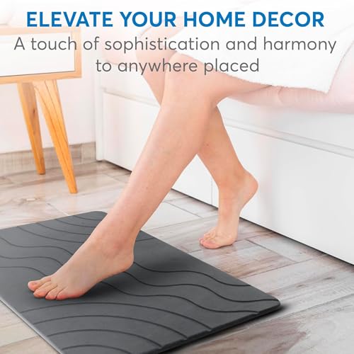 Stone Bath Mat Quick Drying Diatomaceous Earth Bath Mat Non Slip Shower Mat Super Absorbent Stone Bath Mats for Bathroom, Floor, Kitchen Counter, Easy to Clean (23.6” X 15.3”, Dark Gray) - color: Dark Grey