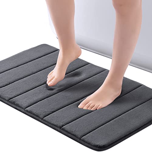 ROSMARUS Memory Foam Bath Mat 20' x 32', Water Absorbent Shower Mat, Thick Non Slip Bath Rugs with PVC Backing, Ultra Soft Bathroom Rugs for Floor & Tub, Charcoal Gray - color: Charcoal Gray, size: 20" x 32" (Rectangular)