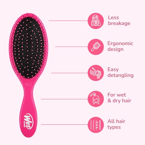 Wet Brush Detangling Brush, Original Detangler Brush (Pink) - Wet & Dry Tangle-Free Hair Brush for Women & Men - No Tangle Soft & Flexible Bristles for Straight, Curly, & Thick Hair - color: Pink, size: 1 Count (Pack of 1)