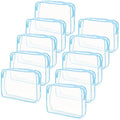Tbestmax 10 Pack Clear Cosmetic Bags Makeup Bags Portable Waterproof TSA Approved Travel Toiletry Bags Large Organizer Blue, 9.8" x 7.1" x 2.4" - color: Large - Blue