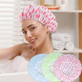 3 Pcs Waterproof Shower Caps, Plastic Reusable Bath Caps Elastic Band Bath Hair Hat for Women Ladies Spa Salon