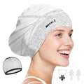 WHALE Extra Large Swim Cap Designed for Men and Women with Thick, Long Hair, Hair Extensions Or Afro-Textured Hair Long-Hair Swim Cap Highly Waterproof to Keep Hair Dry - color: Bright white