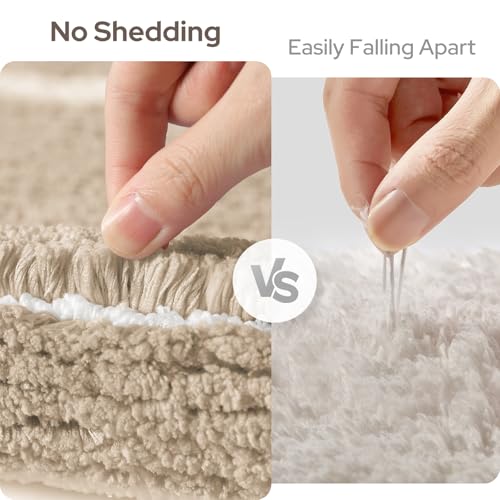 HOMEIDEAS Bathroom Rugs Sets 2 Piece, Super Soft and Absorbent Microfiber Tufted Bath Mats, Non-Slip and Machine Washable Bath Rugs(Beige) - color: Beige