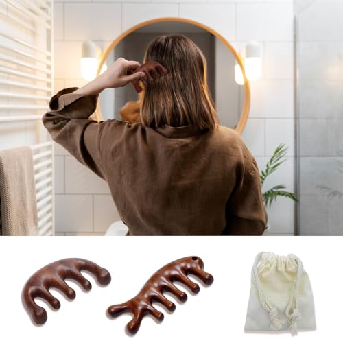 2 Pack Wooden Head Scalp Massager Comb, Sandalwood Scalp Massage Wood, Head Massager Gua Sha Tool Brush for Women Men Hair Growth - style: Classic&Whale