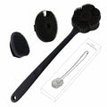 Back Scrubber & Face Scrubber Brush for Shower - 15 Inch Long Handle Double Sided Silicone Body Brush for Exfoliation & Massage, Soft Facial Cleansing Brush, Rich Lathering for Deep Cleansing (Black) - color: Black