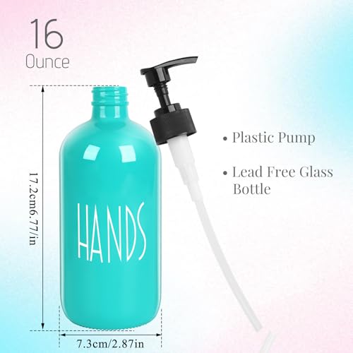 Glass Soap Dispenser with Plastic Pump for Kitchen - 16 OZ Glass Hand, Dish Soap Dispenser Set - Kitchen, Bathroom Decor and Accessories (Teal) - color: Teal