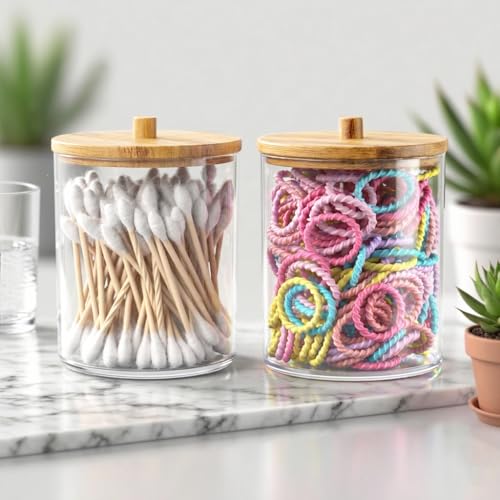Pink Bathroom Accessories Set, 10 Pieces Bamboo Bathroom Set with Trash Can, Tray, Soap Dispenser, Soap Dish, Toothbrush Holder, Toothbrush Cup, Tissue Holder, Toilet Brush and Qtip Holders - color: Pink