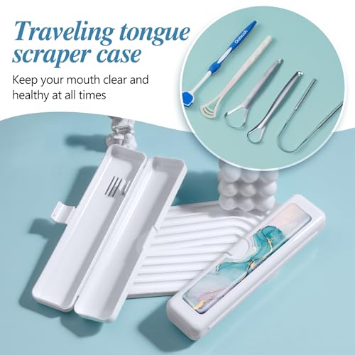 2 Pcs Toothbrush Travel Case - Colorful Pattern, Holder and Covers for Toothbrushes, Includes Tongue Scraper Case - color: 2PCS - 2, size: Small