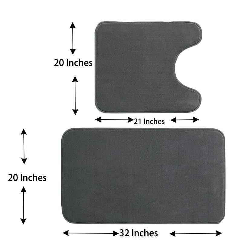 Madeals Memory Foam Bathroom Toilet Rug Set 4 Piece with Toilet Lid Cover and Tank Covers Carbon Gray - color: Dark Gray
