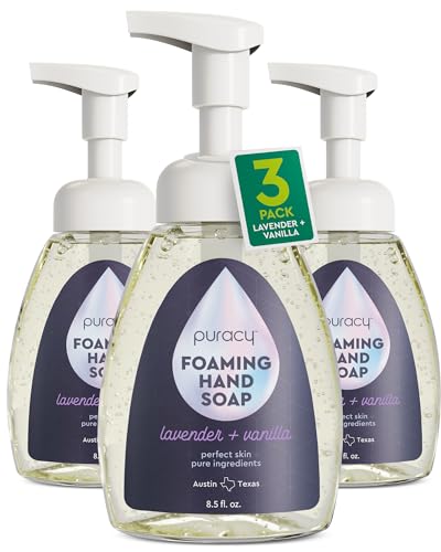 Puracy Foaming Hand Soap - Plant-Powered Natural Hand Soap As Seen on TikTok, Non-Toxic, Sulfate-Free Liquid Soap, Moisturizing Foam Handwash Liquid (Lavender & Vanilla, 12 fl oz, 3-Pack) - size: 12 Fl Oz (Pack of 3)