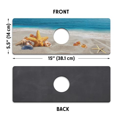 WIRESTER Super Absorbent, Fast Drying Kitchen Sink Splash Guard Faucet Mat, Sink Mat Behind Faucet Drip Catcher, Sink Gadget for Kitchen, Bathroom (15 x 5.5 Inch) - Seashells On The Beach - color: Seashells On The Beach