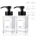 Foaming Soap Dispenser 2 Pack, 12oz/350ml Glass Foaming Hand Soap Dispenser Set with Stainless Steel Pump, Square Refillable Foam Pump Bottles for Bathroom&Kitchen,Includes 6 Labels - color: Clear