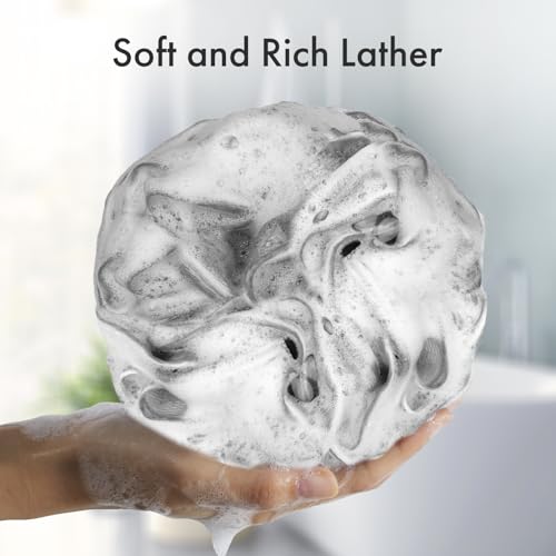 AmazerBath Bath Loofah Sponge (Pack of 4), Shower Loofah 60g/PCS Body Scrubber Loofa - Light Orange-Green-Grey-Beige, Bath Sponge for Men and Women - style: Light Orange-Green-Grey-Beige (60g)