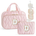 YOOLIFE Travel Toiletry Bag for Women - Hanging Toiletry Bag, Large Capacity Personalized Makeup Pouch, Travel Essentials - Letter Pink D - color: Pink, style: D