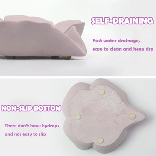Soap Dish Soap Holder Self-Draining Soap Dish, Resin Bar Soap Holder, Plum Blossom Shape Soap Tray Soap Saver for Bathroom,Kitchen,Sink,Bathtub,Easy Cleaning and Keep Dry - color: Plum Blossom