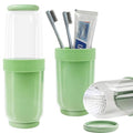 Breathable Toothbrush Travel Case, 2 in 1 Portable Travel Toothbrush Holder and Mouthwash Cup, Large Capacity Toothbrush Cup with Lid for School, Camping, Business Trip, Bathroom, Cruise (Green) - color: Green