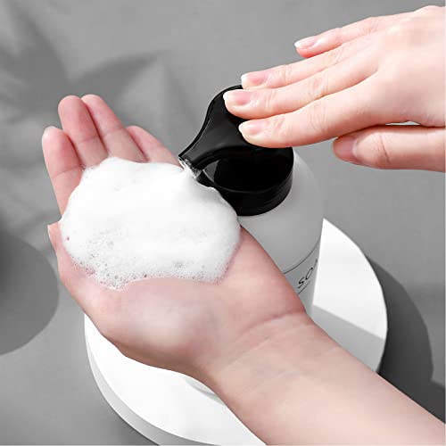 Foaming Hand Soap Dispenser Glass Jar Foam Dish Soap Dispenser for Bathroom and Kitchen Sink, Liquid Pump Bottle for Shampoo, Body Wash, Hand Soap, Black + White, 2 Pack - color: Black + White