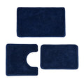 3 Pieces Luxury Bathroom Rug Set with U-Shaped Toilet Rug, Non-Slip Rubber Bottom, Thick Microfiber Fluffy Plush, Water absorption, Quick Dry, Ultra Soft, Bath Mats for Bathroom, Tub(Navy Blue) - color: Navy Blue