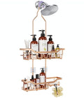 Upgraded Extended Length Shower Organizer with Hooks, Rustproof Shampoo Soap Holder, Large Hanging Bathroom Caddy, Rose Gold - color: Rose Gold