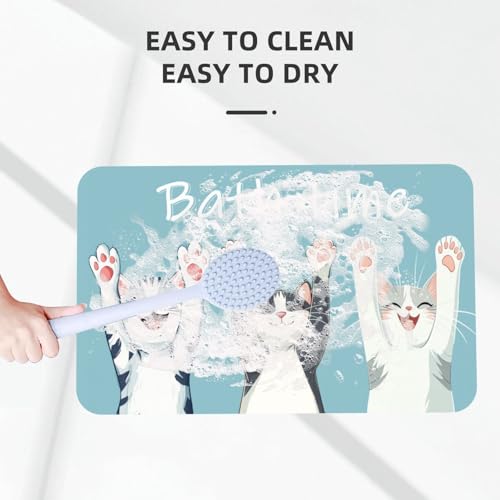 Funny Cat Bath mats Quick Dry Absorbent Bath Rugs Rubber Non Slip Bath Mat for Bathroom Floor Tub Shower Sink 16"×24" - color: Funny Cat, size: 16"x24"
