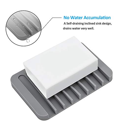 4PCS Self-Draining Silicone Bar Soap Dish and Holders for Shower | Easy Clean, Can Extend Soap Life, Premium Sponge Holder for Sink, Kitchen, Bathroom, or Counter, Soap Tray for Shower