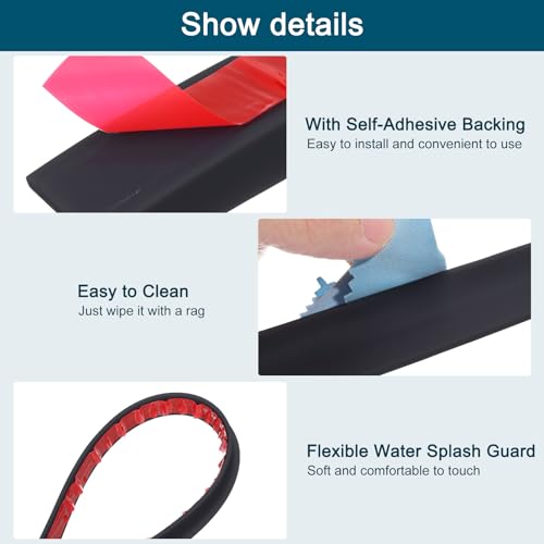 uxcell 98 Inch Collapsible Shower Barrier Stopper Water Splash Guard Blocker 98"Lx0.8"Wx0.5"H for Bathroom Kitchen Wet and Dry Separation, Black - color: Black, size: 98"Lx0.8"Wx0.5"H